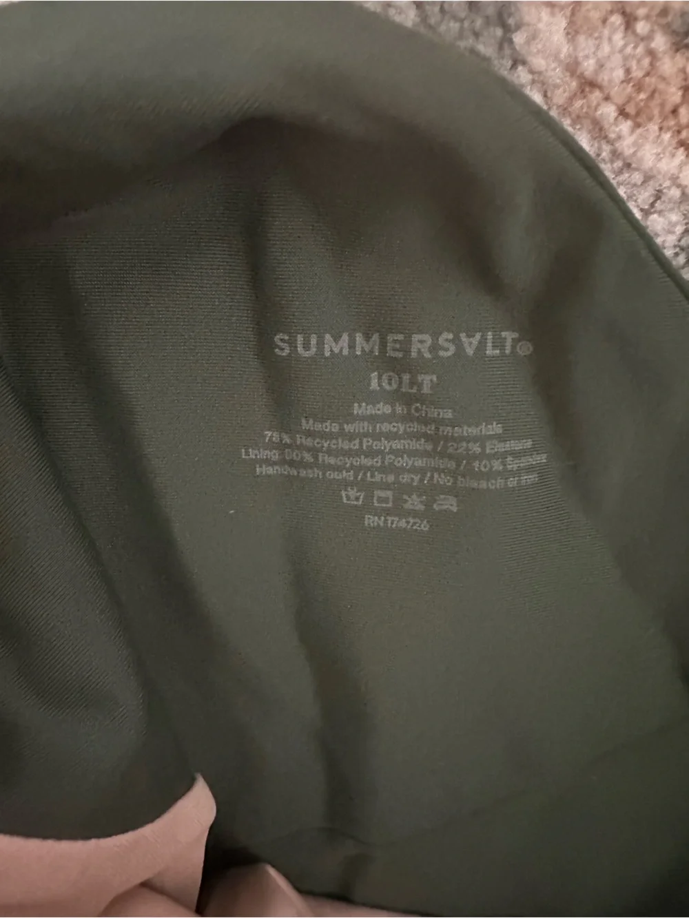 summersalt Dark Green One-Piece Swimsuit with Pink Tie - Picture 2 of 2